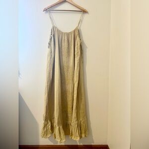 Zara Boho Creamy-Yellow Maxi Dress with Embroidered Details